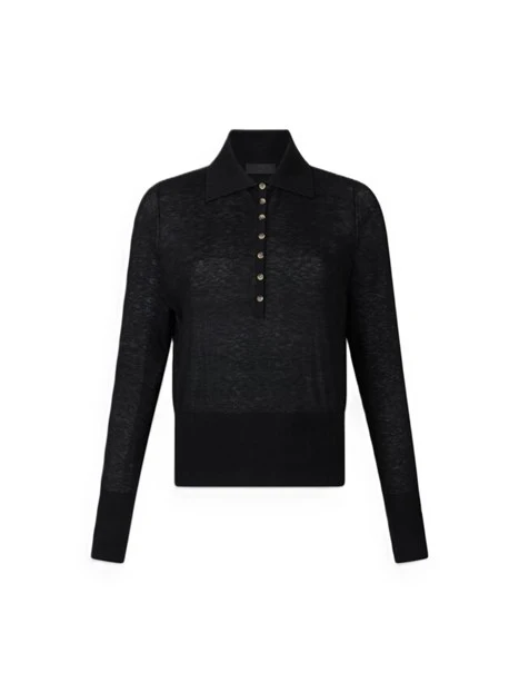 MAGLIA IN COTONE E CASHMERE  CON BOTTONI DONNA NERO