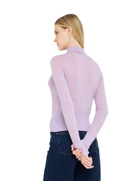 MAGLIA IN COTONE E CASHMERE  CON BOTTONI DONNA ROSA