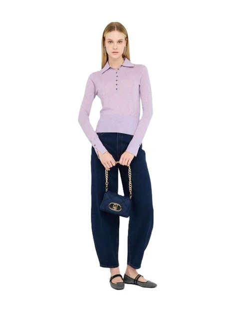 MAGLIA IN COTONE E CASHMERE  CON BOTTONI DONNA ROSA
