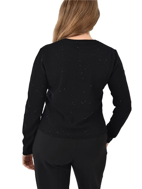 MAGLIA GIROCOLLO IN LANA SOTTILE CON MICRO PAILLETTES DONNA NERO