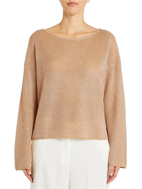 MAGLIA IN MISTO MOHAIR EFFETTO METALLIZZATO DONNA BEIGE