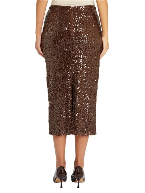 GONNA LUNGA IN JERSEY CON PAILLETTES DONNA MARRONE