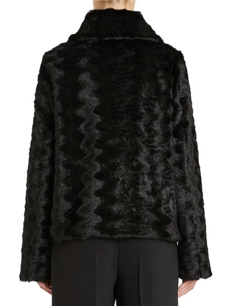 GIACCA CORTA IN ECO-PELLICCIA EFFETO ASTRACAN DONNA NERO