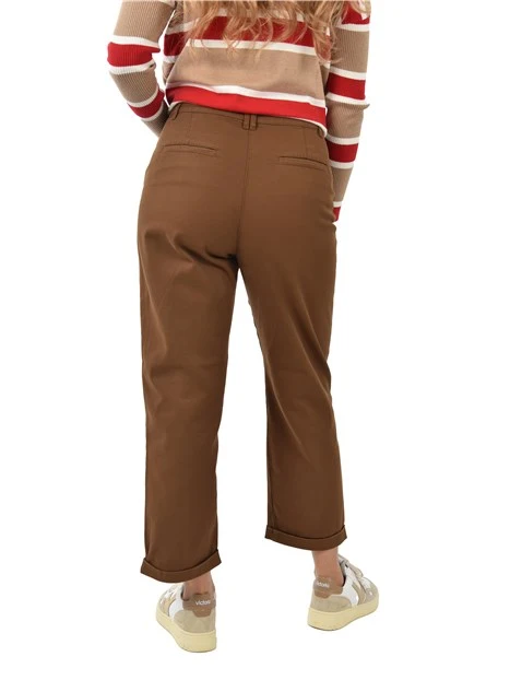 PANTALONI CHINO CON RISVOLTO DONNA CUOIO