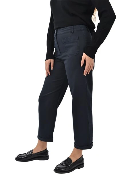 PANTALONI CHINO CON RISVOLTO DONNA BLU