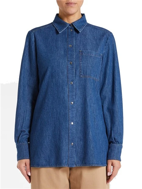 CAMICIA DEMIM COTONE DONNA BLU