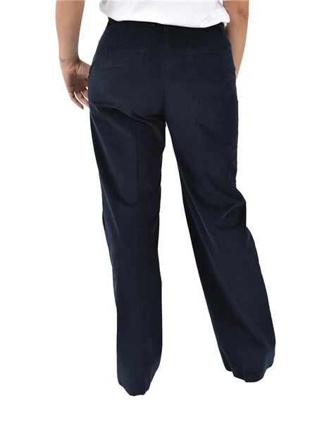 PANTALONE IN  MISTO COTONE VELLUTO A COSTE DONNA BLU