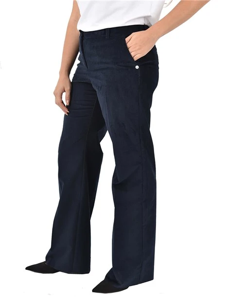 PANTALONE IN  MISTO COTONE VELLUTO A COSTE DONNA BLU