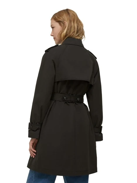 TRENCH MONOPETTO IN GABARDINE DONNA NERO