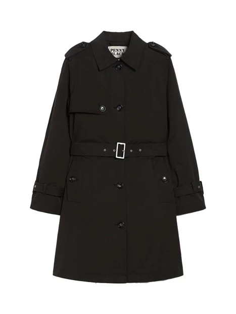 TRENCH MONOPETTO IN GABARDINE DONNA NERO