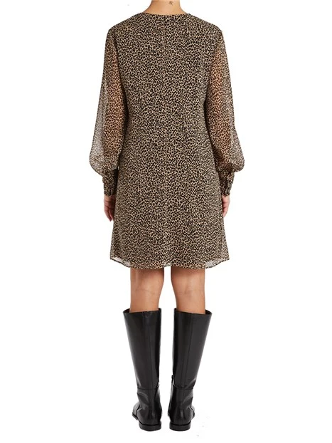 VESTITO CORTO STAMPA ANIMALIER DONNA MARRONE