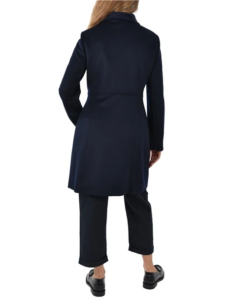 CAPPOTTO  IN LANA CON COLLO ALTO DONNA BLU