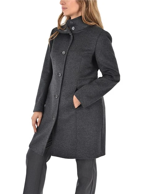 CAPPOTTO  IN LANA CON COLLO ALTO DONNA GRIGIO