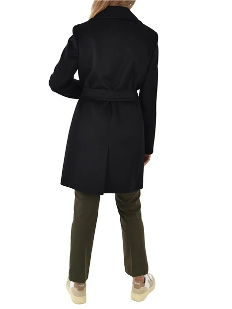 CAPPOTTO LUNGO IN LANA MONOPETTO E CON CINTURA NERO
