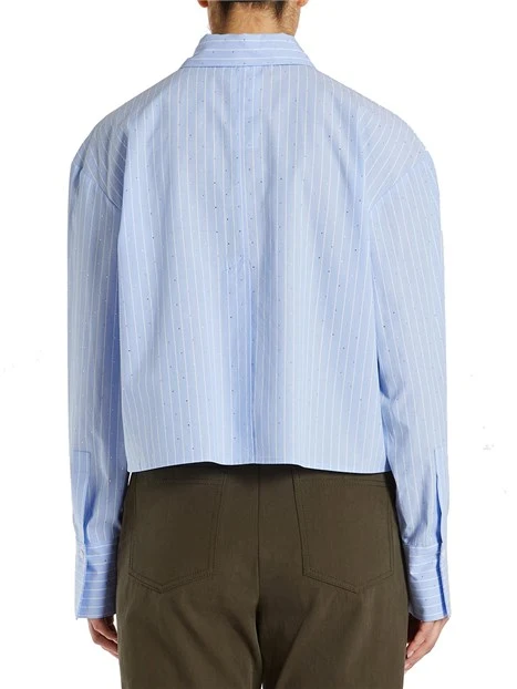 CAMICIA IN COTONE CON MICRO STRASS DONNA AZZURRO