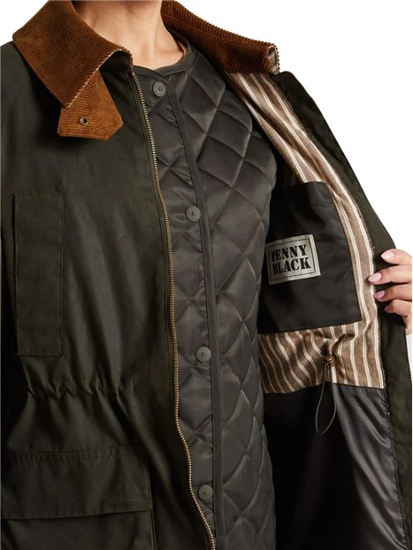 GIACCA CERATA CON GILET RIMOVIBILE DONNA VERDE