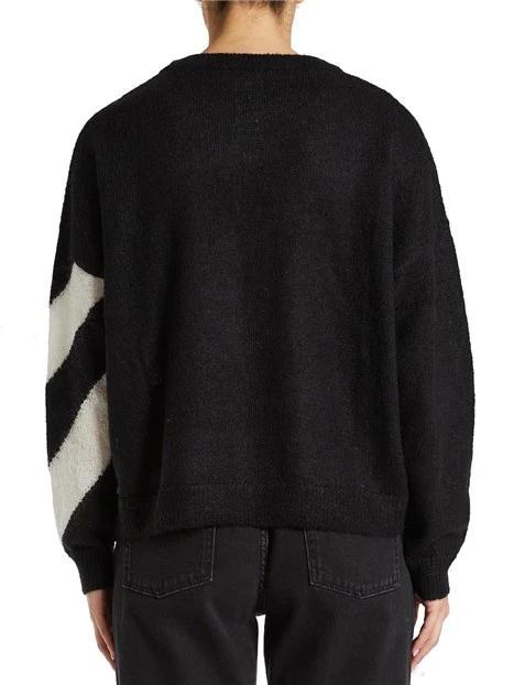 MAGLIA GIROCOLLO STAMPA CHEVRON DONNA NERO