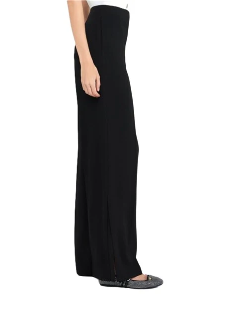 PANTALONI A PALAZZO IN ENVERS SATIN DONNA NERO