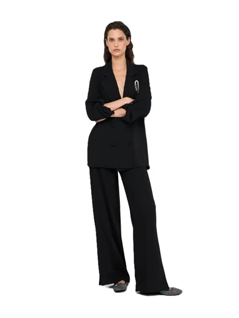 PANTALONI A PALAZZO IN ENVERS SATIN DONNA NERO