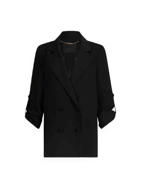 GIACCA BLAZER DOPPIOPETTO IN ENVERS SATIN DONNA NERO
