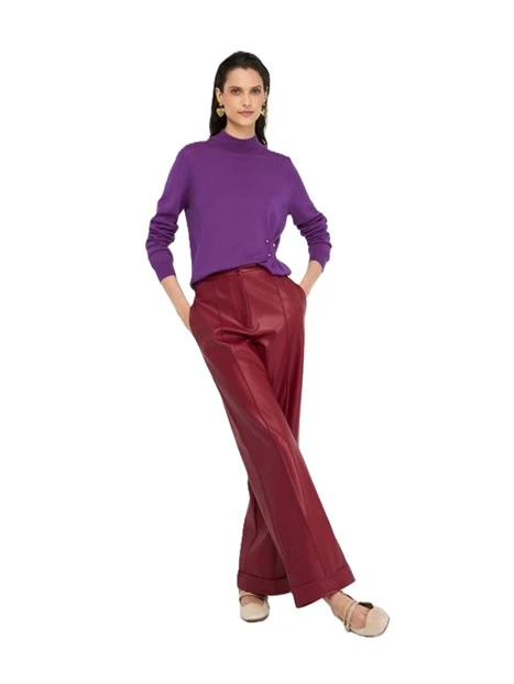 MAGLIA IN LANA CON MOTIVO ARRICCIATO IN PERLE DONNA VIOLA