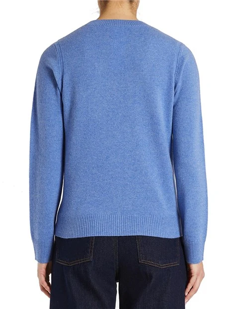 MAGLIA GIROCOLLO IN CASHMERE DONNA AZZURRO