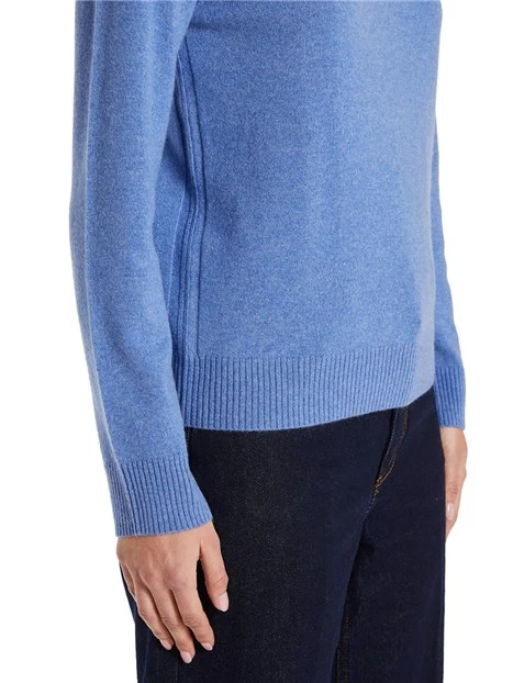 MAGLIA GIROCOLLO IN CASHMERE DONNA AZZURRO