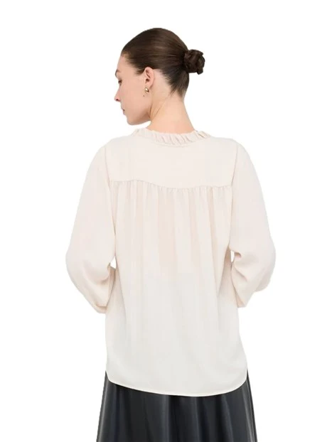 CAMICIA CON VOLANT DONNA AVORIO
