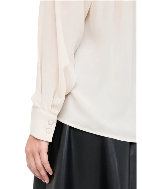 CAMICIA CON VOLANT DONNA AVORIO