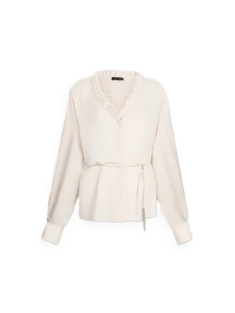 CAMICIA CON VOLANT DONNA AVORIO