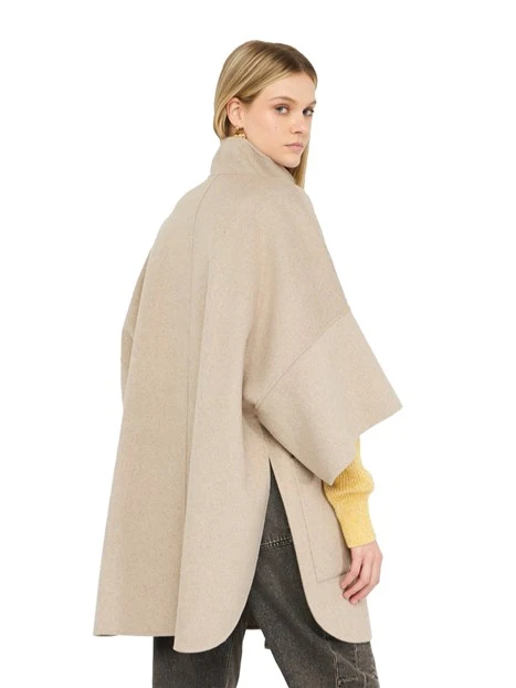 CAPPOTTO IN MISTO LANA CON CINTURA DONNA BEIGE