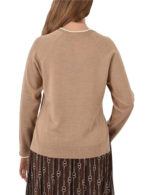 MAGLIA GIROCOLLO PURA LANA SOTTILE DONNA BEIGE