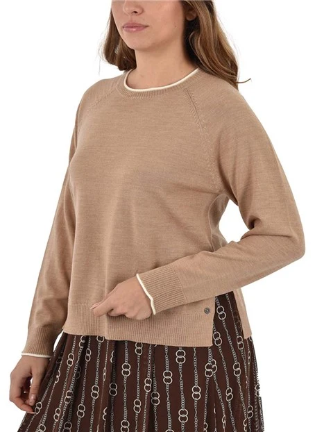 MAGLIA GIROCOLLO PURA LANA SOTTILE DONNA BEIGE
