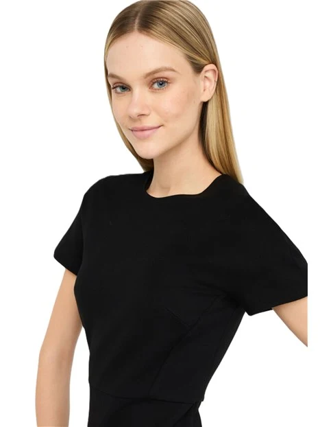 VESTITO CORTO TUBINO DONNA NERO