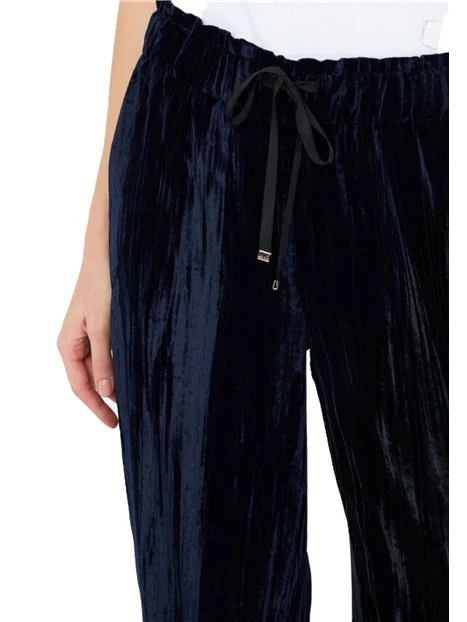 PANTALONE PALAZZO IN VELLUTO CON COULISSE DONNA BLU