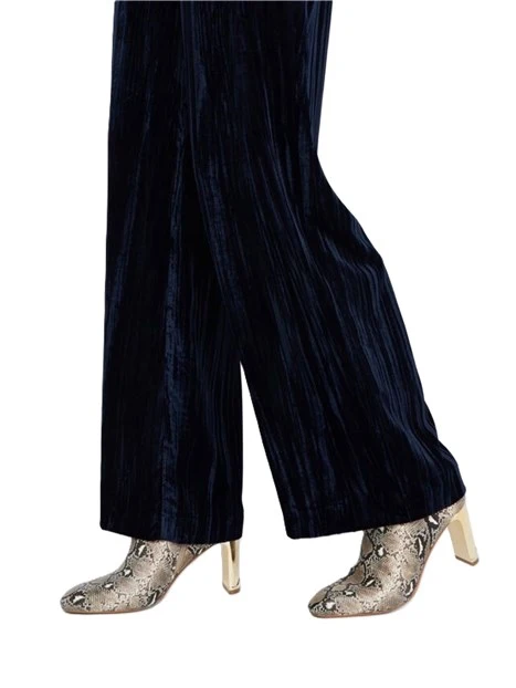 PANTALONE PALAZZO IN VELLUTO CON COULISSE DONNA BLU