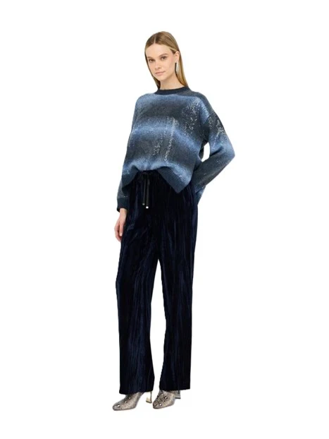 PANTALONE PALAZZO IN VELLUTO CON COULISSE DONNA BLU