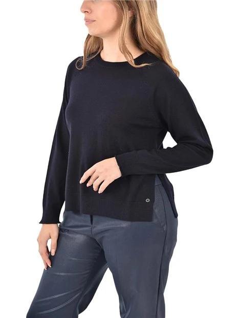 MAGLIA GIROCOLLO PURA LANA SOTTILE DONNA BLU