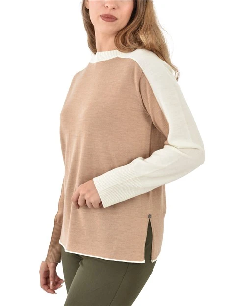 MAGLIA IN FILATO SOTTILE DI PURA LANA DONNA BEIGE