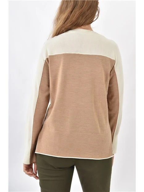 MAGLIA IN FILATO SOTTILE DI PURA LANA DONNA BEIGE