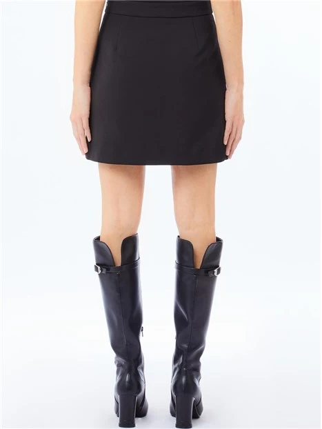 GONNA CORTA CON STRASS APPLICATI DONNA NERO