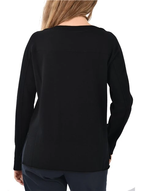 MAGLIA IN FILATO SOTTILE DI PURA LANA DONNA NERO