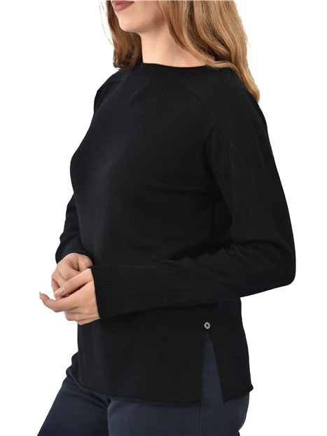 MAGLIA IN FILATO SOTTILE DI PURA LANA DONNA NERO