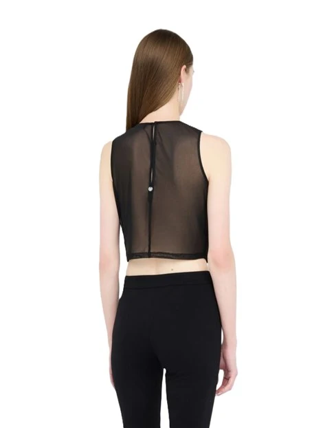 TOP CON STRASS DONNA NERO