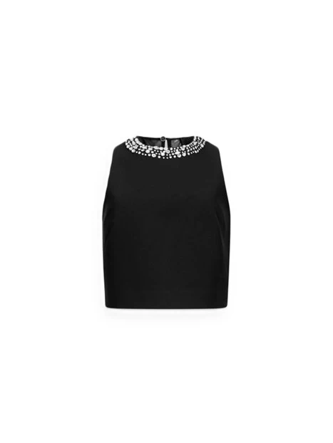 TOP CON STRASS DONNA NERO