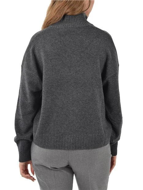 CARDIGAN IN LANA CON CERNIERA DONNA GRIGIO
