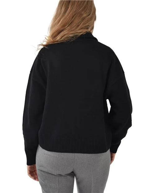 CARDIGAN IN LANA CON CERNIERA DONNA NERO