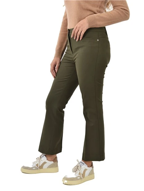 PANTALONE A ZAMPA IN MISTO COTONE DONNA VERDE