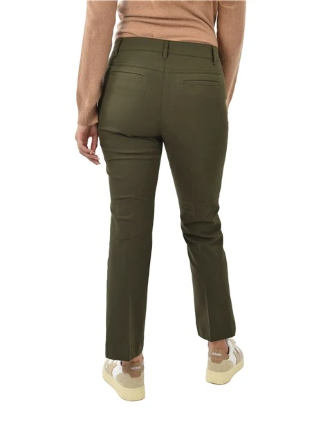 PANTALONE A ZAMPA IN MISTO COTONE DONNA VERDE