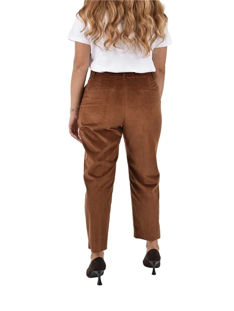 PANTALONE IN VELLUTO A COSTE COROZO DONNA  MARRONE